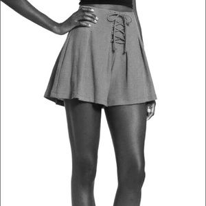 Lace-Up High-Waisted Flowy Shorts